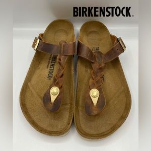 NEW BIRKENSTOCK Gizeh Braided Leather Thong Sandal NIB Size 38